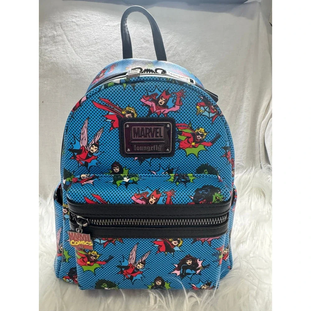 Loungefly‎ Marvel Woman Comics Mini Backpack Blue  Adjustable Straps#265